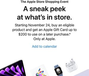 Apple Black Friday预告: 最高可得$200 Apple Gift Card,买Apple TV 较具性价比
