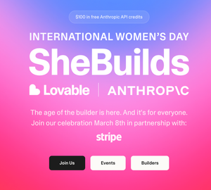 Lovable：免费 Claude API $100额度 + $250 Stripe创业补贴